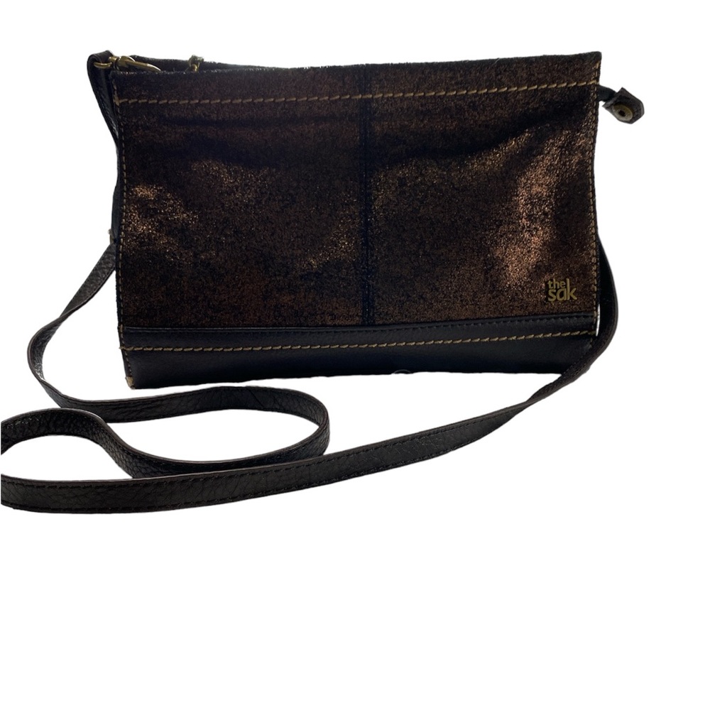 The SAK Brown with Gold Metallic Cross Body Purse